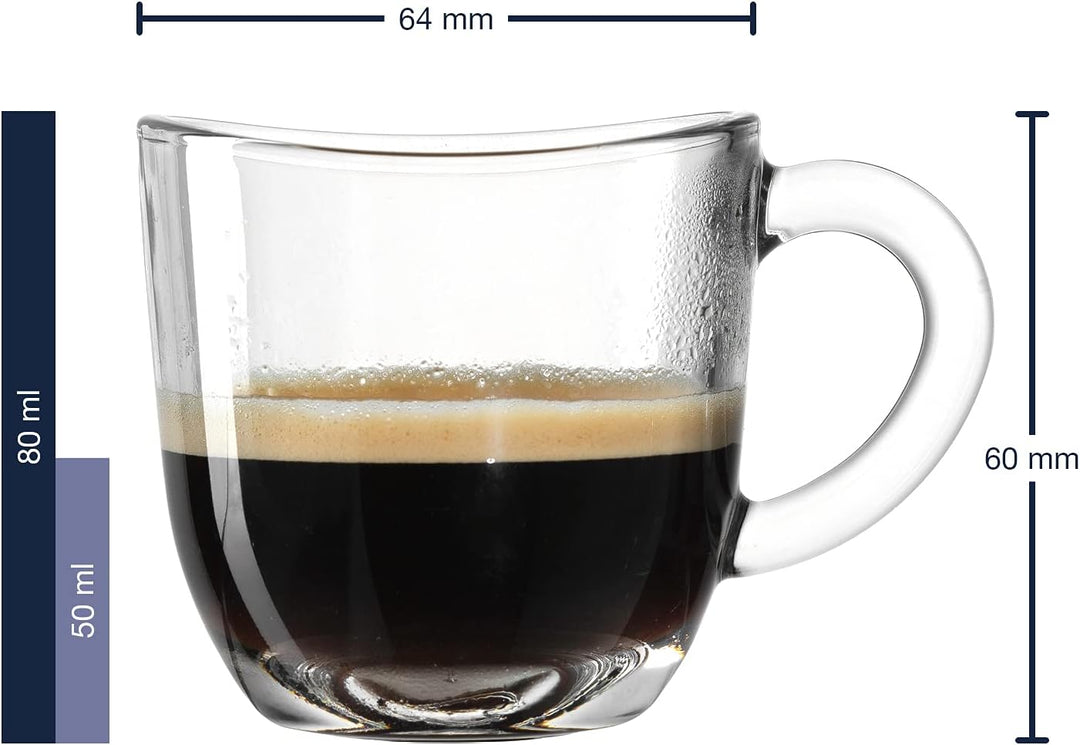 Leonardo Napoli Espresso-Tassen, 6er Set, spülmaschinengeeignete Espresso-Becher, kleine Kaffee-Tass