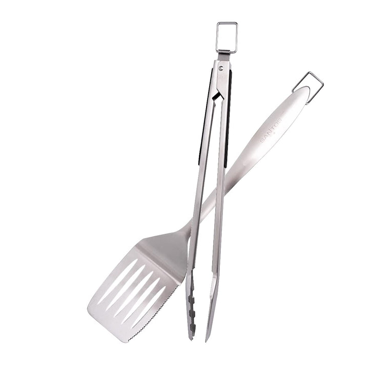 SANTOS Präzisions Edelstahl Grillbesteck-Set 2-TLG - Grillzange & Grillwender - 2er BBQ Geschenkset