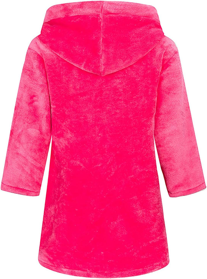 Bademantel für Mädchen, einfarbig, mit Kapuze, Flanell-Fleece-Bademantel für Jungen rosarot 5-6 Jahr