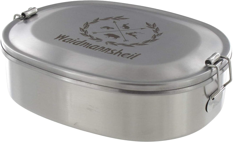 LASERHELD Vesperdose Brotzeitdose Jausendose aus Edelstahl mit Gravur Waidmannsheil - Geschenkidee f