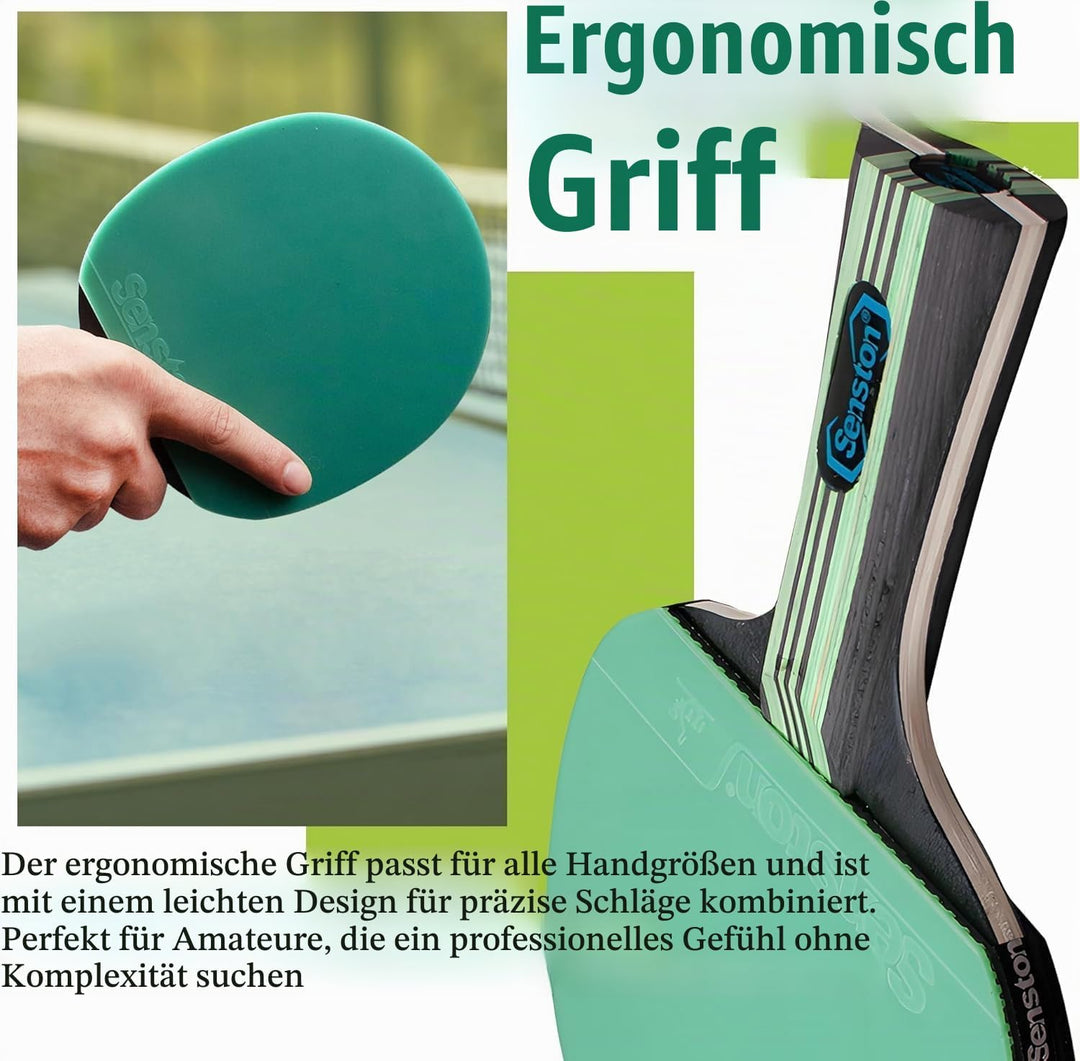 Senston Tischtennisschläger Set, 2 Tischtennisschlager, 3 Tischtennis Bälle und 1 Tasche Ideal für S