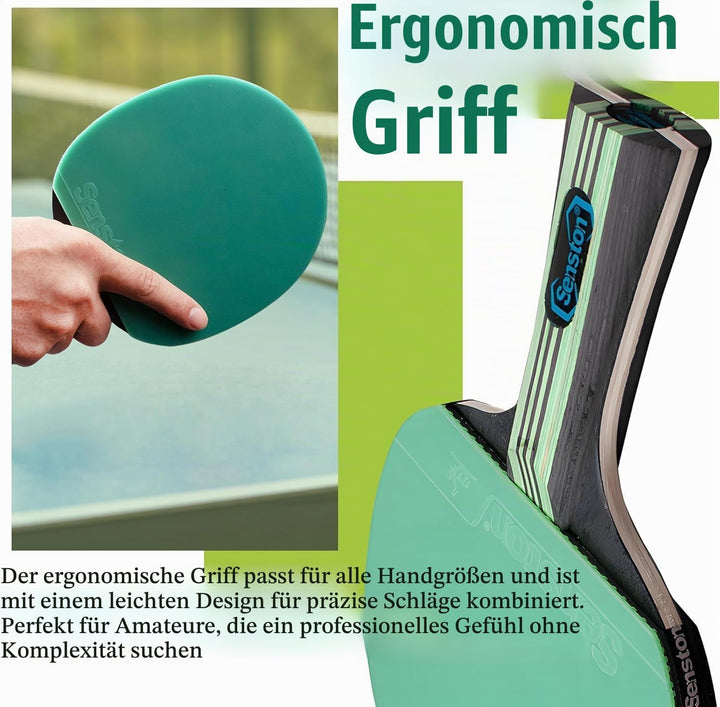 Senston Tischtennisschläger Set, 2 Tischtennisschlager, 3 Tischtennis Bälle und 1 Tasche Ideal für S