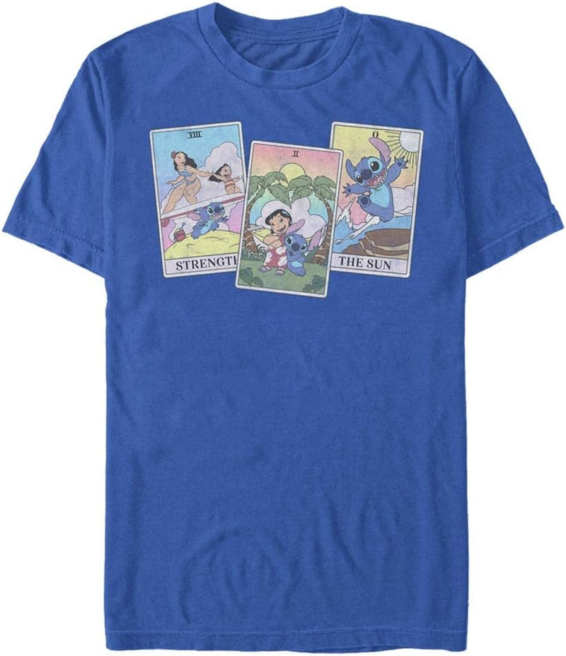 Disney Unisex Lilo & Stitch Lilo Stitch Tarot Organic Short Sleeve T-shirt S Bright Blue, S Bright B