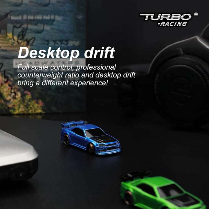 FLYCOLOR Turbo Racing 1:76 Scale Drift RC Car mit Gyro Mini Full Proportional RTR 2.4GHZ Fernsteueru