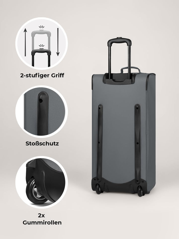 REDOLZ grosse L Trolley-Reisetasche mit Rollen 71 cm | 81 Liter | für Männer & Frauen (Duffle Essent