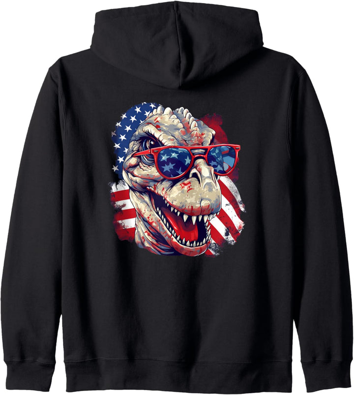 Cooles Dinosaurier mit Amerika Flagge Kostüm für Jungen und Mädchen Kapuzenjacke