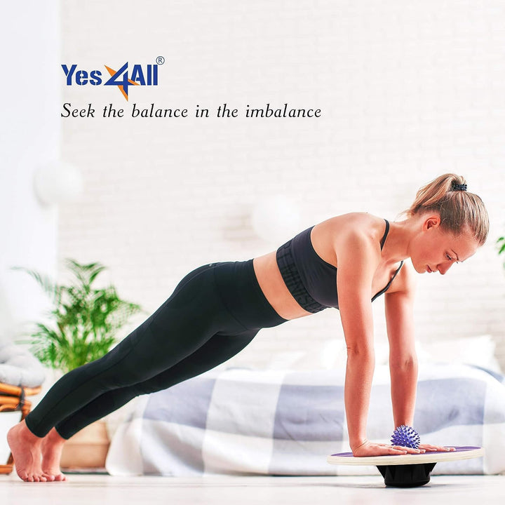 Yes4All Balance Board inkl, Übungsposter mit Griff und rutschfester Oberfläche; Premium Kunststoff-W