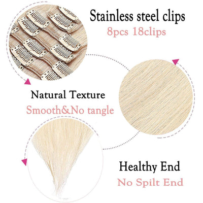 Real Remy Echthaar Extensions Clip In Extensions Echthaar Haarverlängerung 8pcs 18clips 75g-25cm (#7