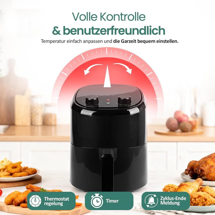 Emerio Heissluftfritteuse AirFryer | 2.2L Volumen für 1 Person oder als Zweitgerät | Frittieren mit