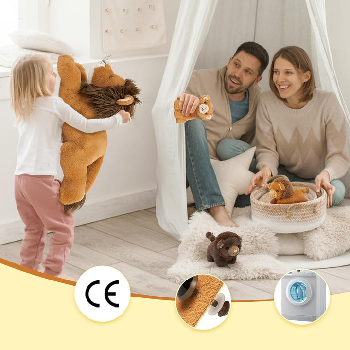 MorisMos riesen Löwe Kuscheltier XXL mit 3 Babys, 50cm lang weich Kuschel-Löwen Plüschlöwe Plüschtie