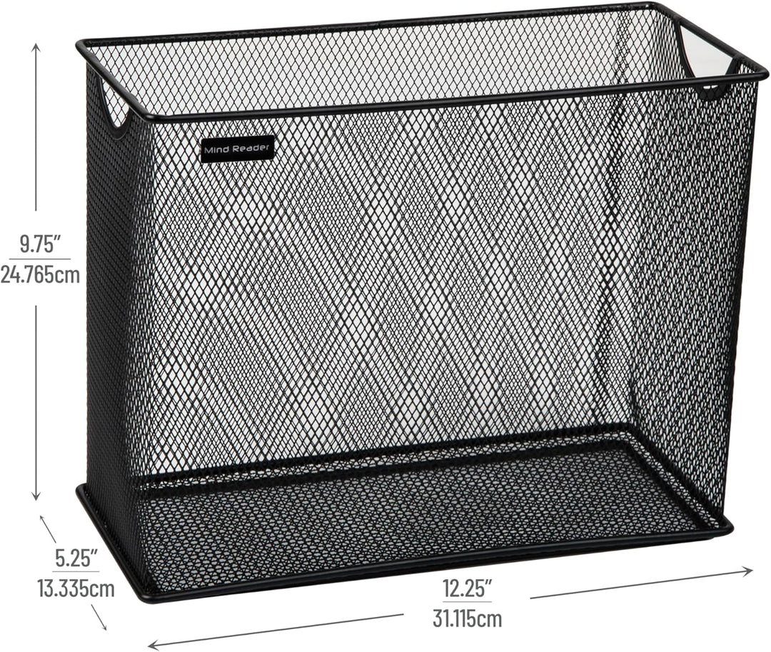 Mind Reader Vertical Storage Basket, Letter Size, Hanging Files or Folders and Magazines, Desktop Or