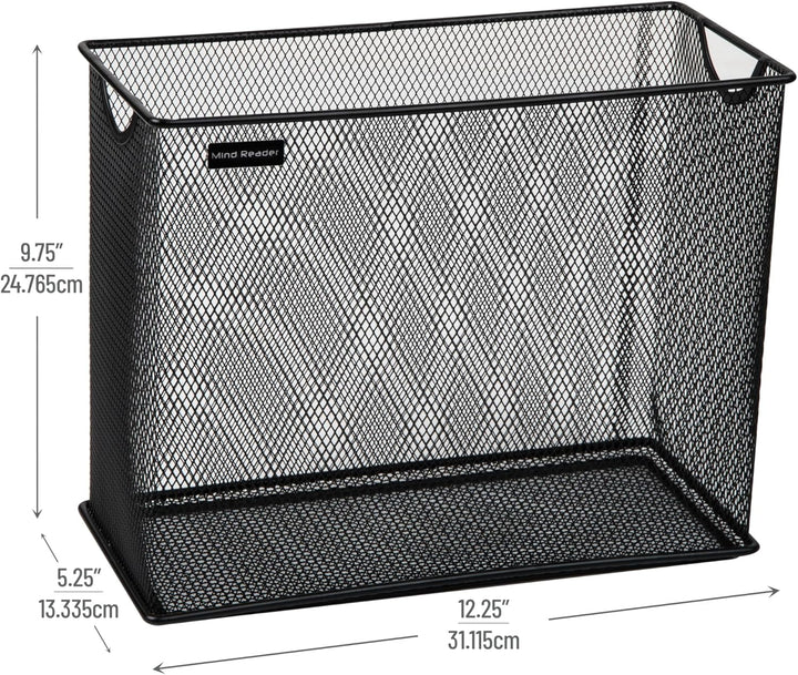 Mind Reader Vertical Storage Basket, Letter Size, Hanging Files or Folders and Magazines, Desktop Or