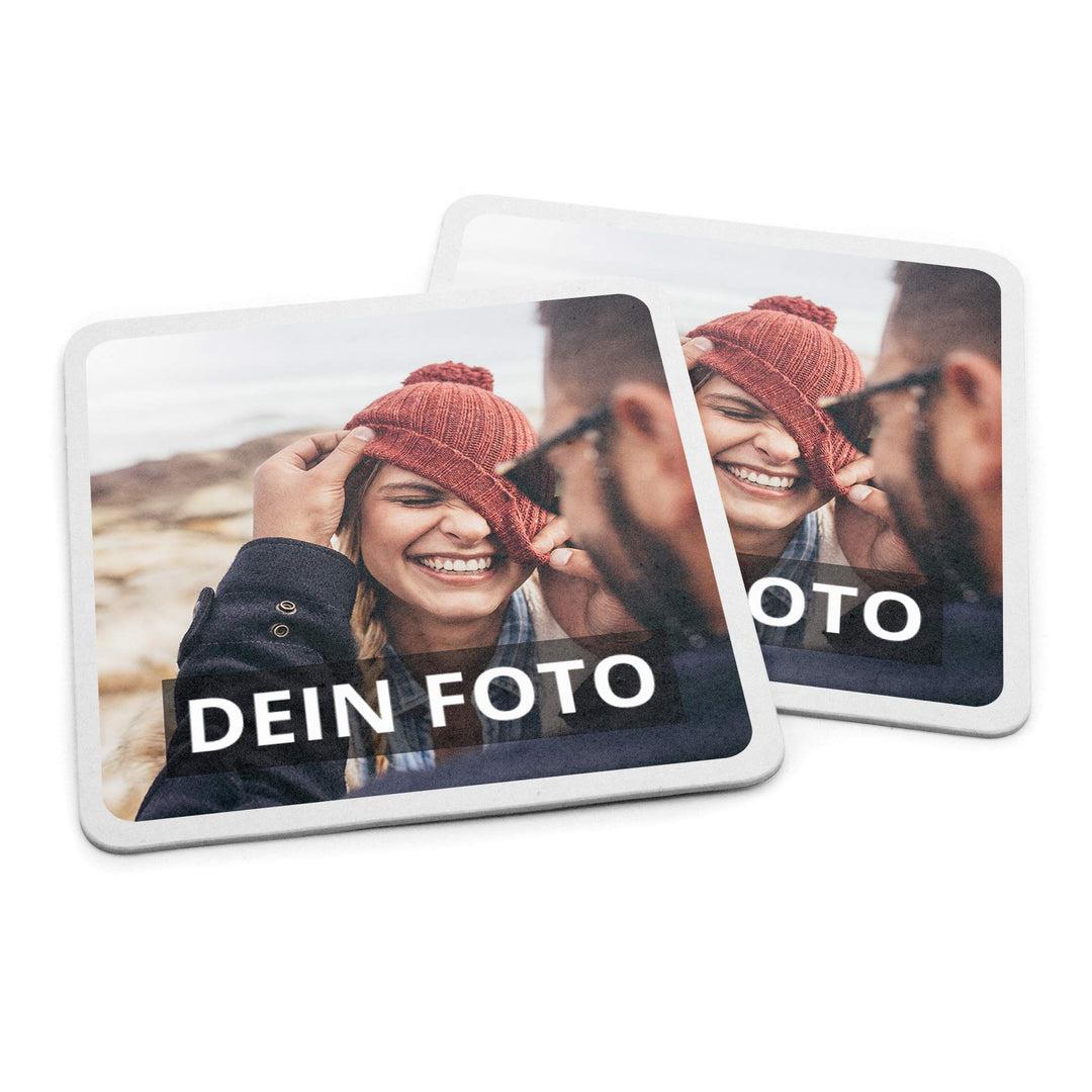 Bierdeckel mit Foto personalisiert - Personalisierbare Bierdeckel Bedrucken (Eckig) (Pappe, 50er Set