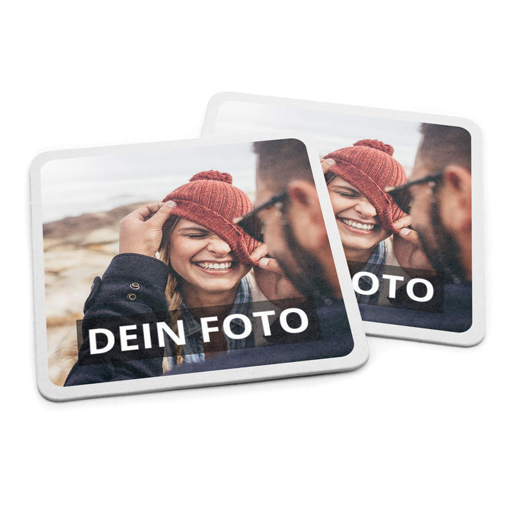 Bierdeckel mit Foto personalisiert - Personalisierbare Bierdeckel Bedrucken (Eckig) (Pappe, 50er Set