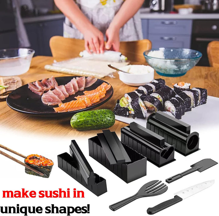 Sushi Maker Kit,11pcs DIY Sushi Set Sushi Rollen Maker Komplett DIY Sushi Maker Kit mit 8 Formen,Rei