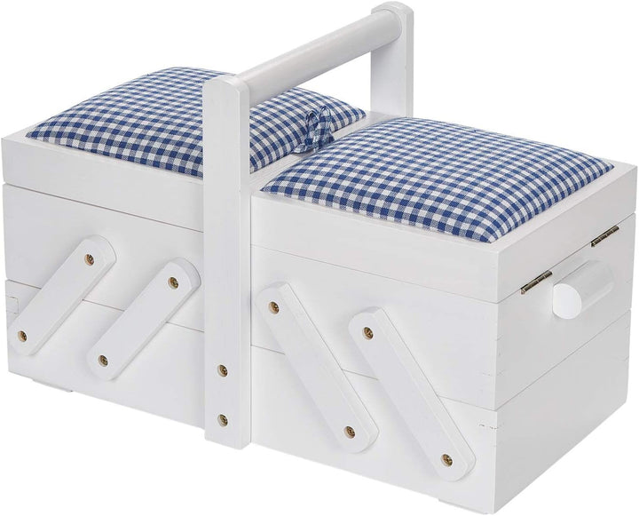 Prym 612577 Nähkasten/Nähkästchen Holz S weiss mit Stoff