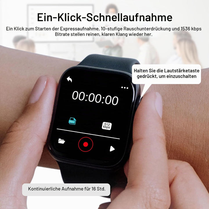 SWOFY MP3-Player – 32GB Speicher + Bluetooth 5.3, Touchscreen + HiFi-Aufnahme, Fitness-Tracker für S