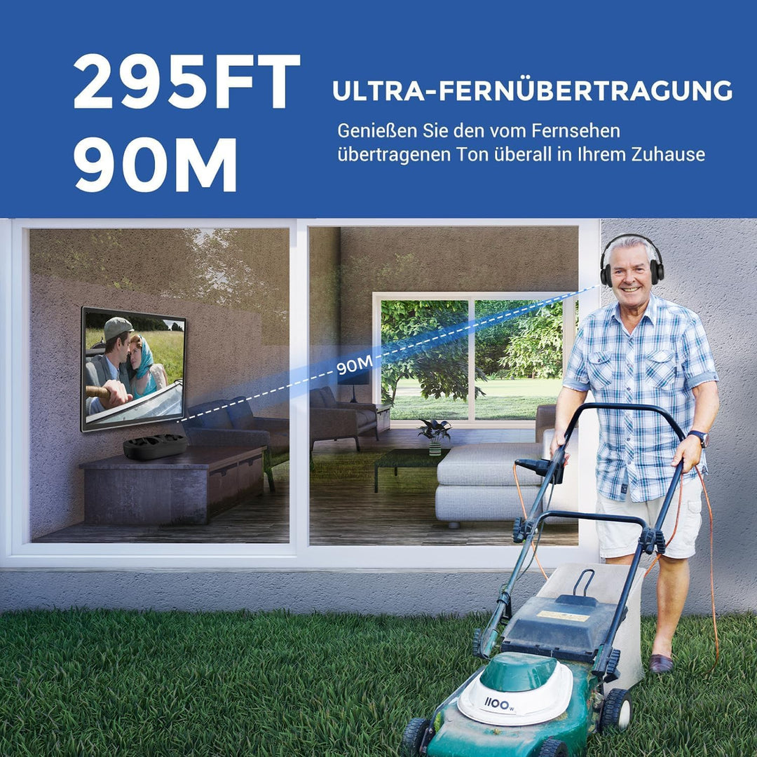 Funkkopfhörer für Fernseher, kabellose TV-Kopfhörer mit TV-Sender-Ladestation für Senioren,Keine Aud