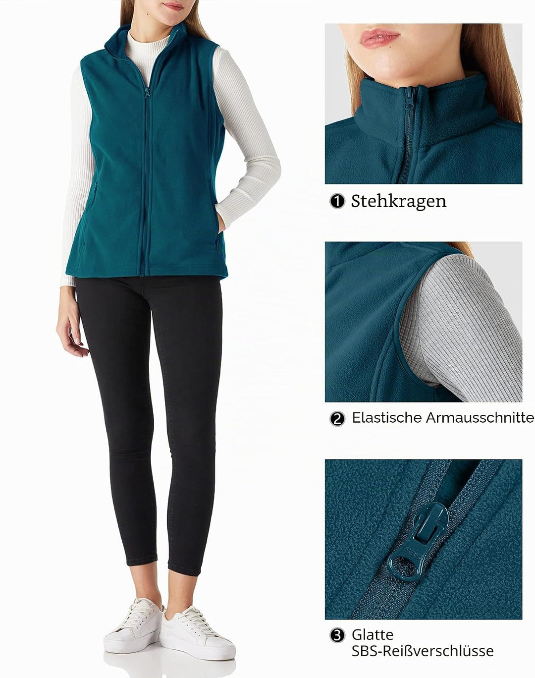 Outdoor Ventures Fleece Weste für Damen,Weich Ärmellos Jacke mit Reissverschlusstaschen, Sport Laufw