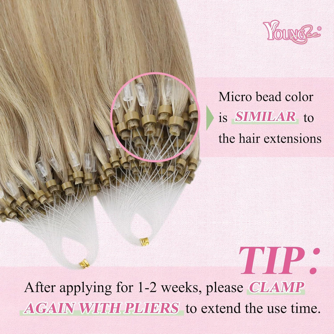 YoungSee Microring Extensions Echthaar 1g Blond Microring Extensions Goldblong bis Blond Microring H