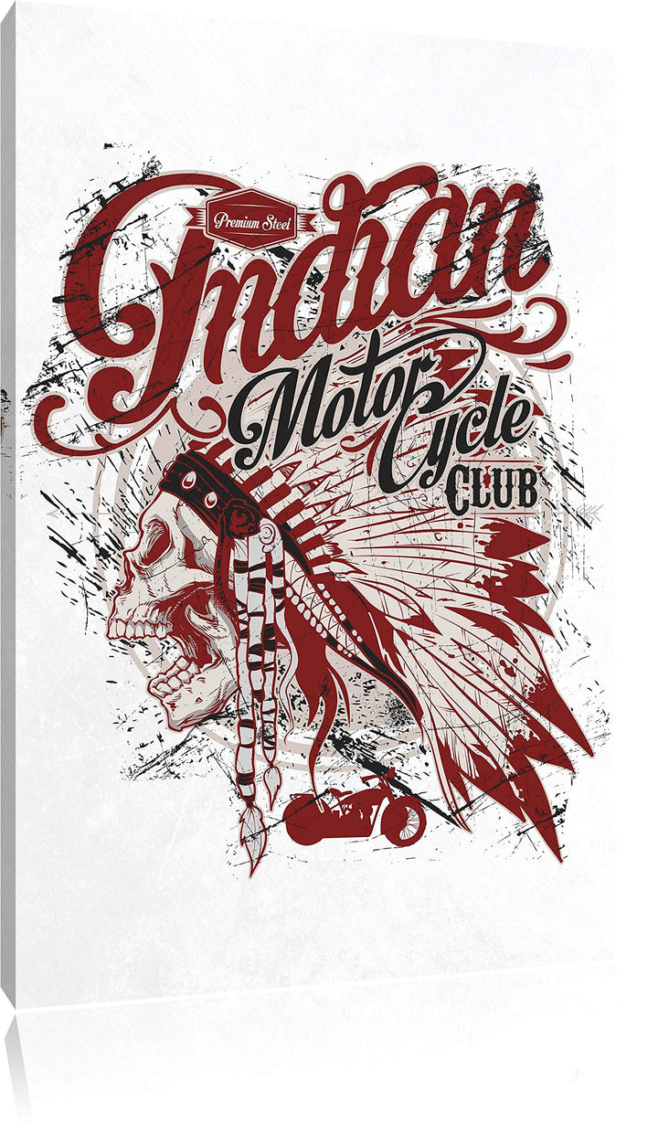Indian motorcycle-Club white Bild auf Leinwand, XXL riesige Bilder fertig gerahmt mit Keilrahmen, Ku
