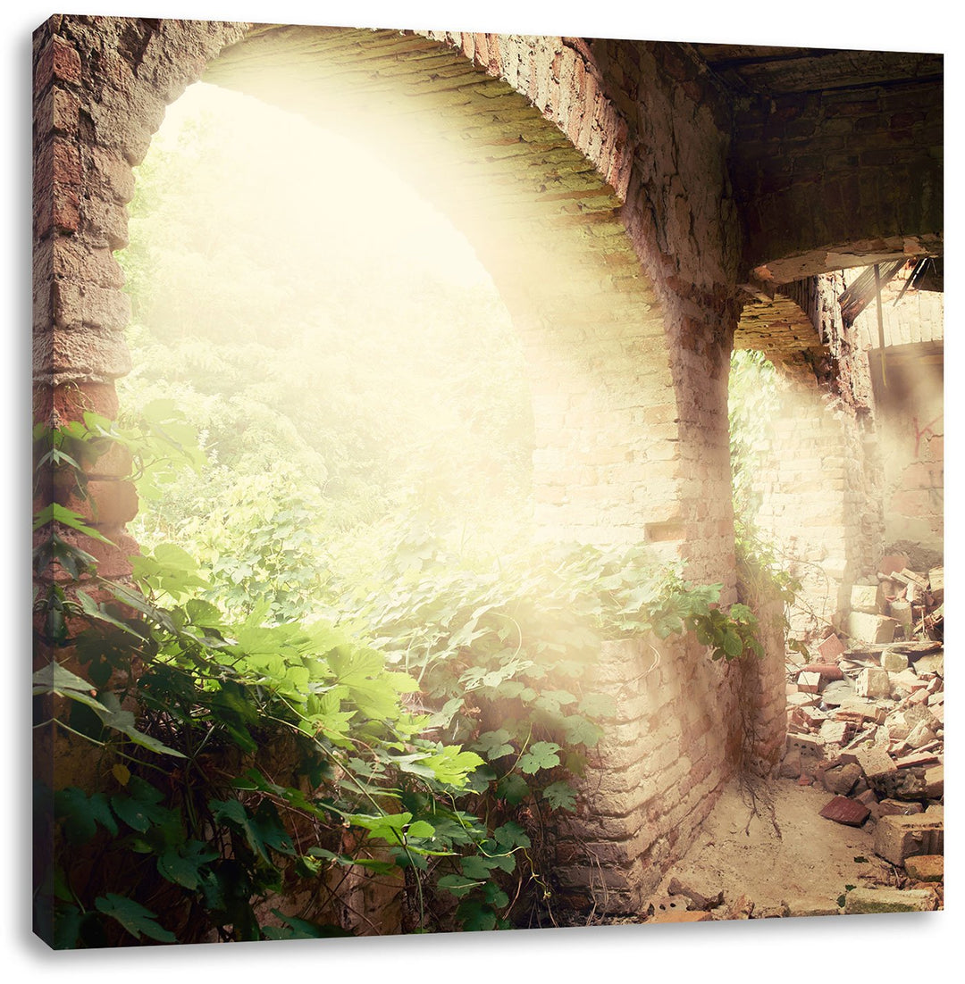 Pixxprint Alte Ruine, Format: 70x70 auf Leinwand, XXL riesige Bilder fertig gerahmt mit Keilrahmen,
