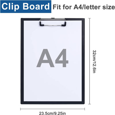 (5 Stück) Klemmbrett A4, Schreibbrett Klemmbretter mit Metalklemme und Aufhängeose, Clipboard Klemmb