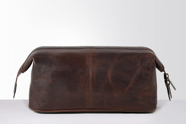 HOLZRICHTER Berlin Kulturbeutel No 5-1 (M) Marone - Grosse, hochwertige Kulturtasche handgefertigt a