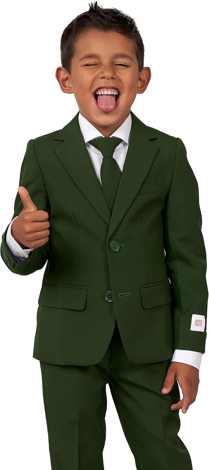 OppoSuits Einfarbiger Anzug für Jungen in Glorious Green - Abschlussball- und Hochzeitsfeier-Outfit