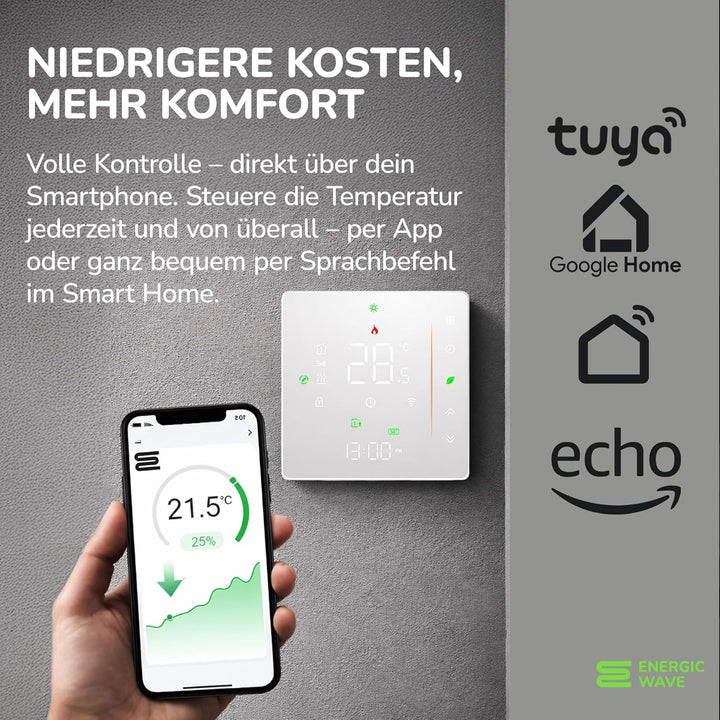 Thermostat für Elektrische Fussbodenheizung - Smart WIFI Programmierbar Raumthermostat Kompatibel mi