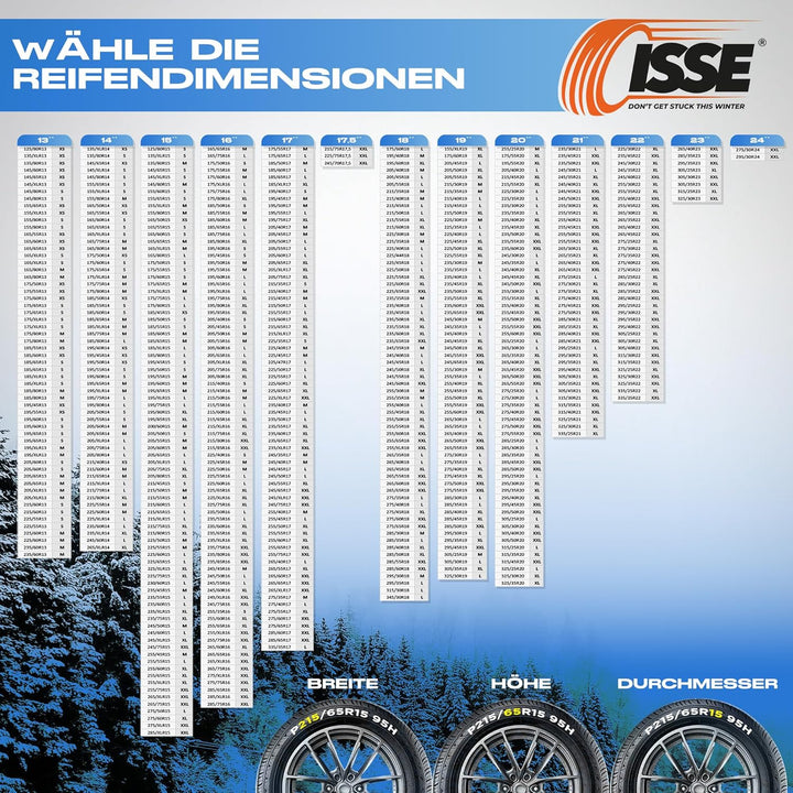ISSE Classic Grösse 54 2er-Set Textil-Schneeketten für Autos CLASSIC T54, CLASSIC T54