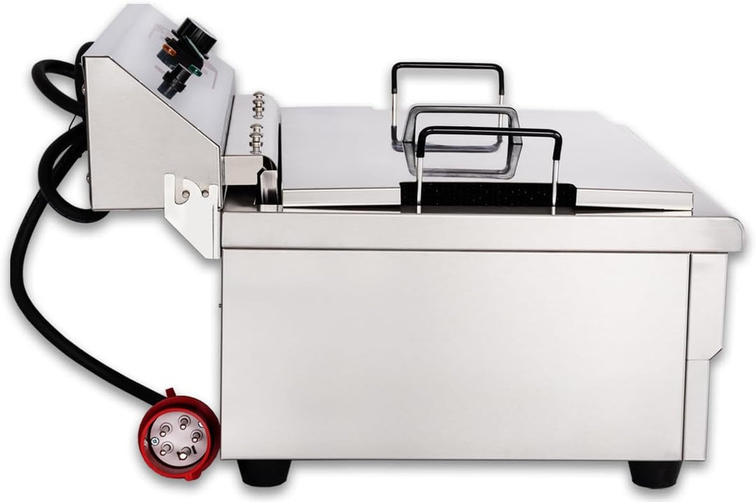 Beeketal 'BWF-200P' Profi Gastronomie Kaltzonen Fritteuse/Fettbackgerät mit seitlichem Abtropfgitter