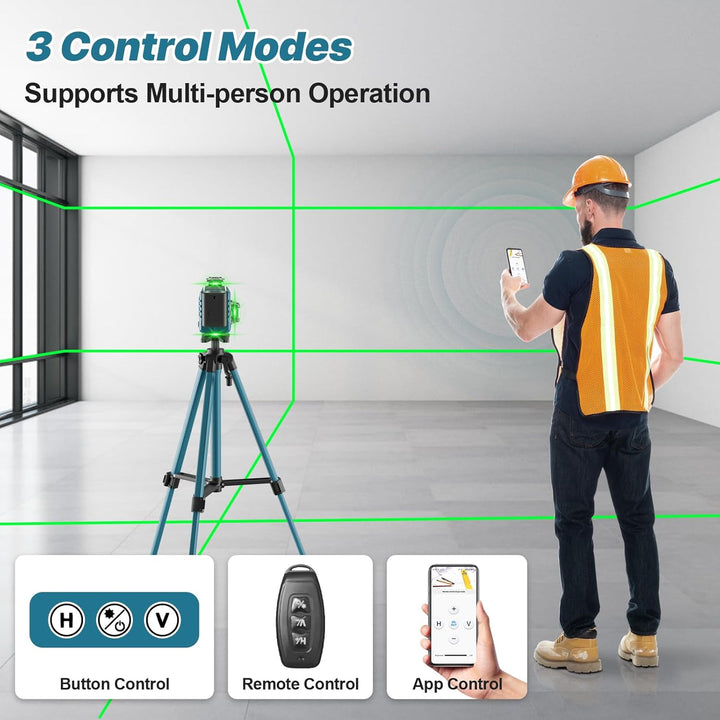 Kreuzlinienlaser mit Stativ, Laser Wasserwaage mit 2x3000mAh Batterien & LED-Anzeige, 4x360 Grad Las