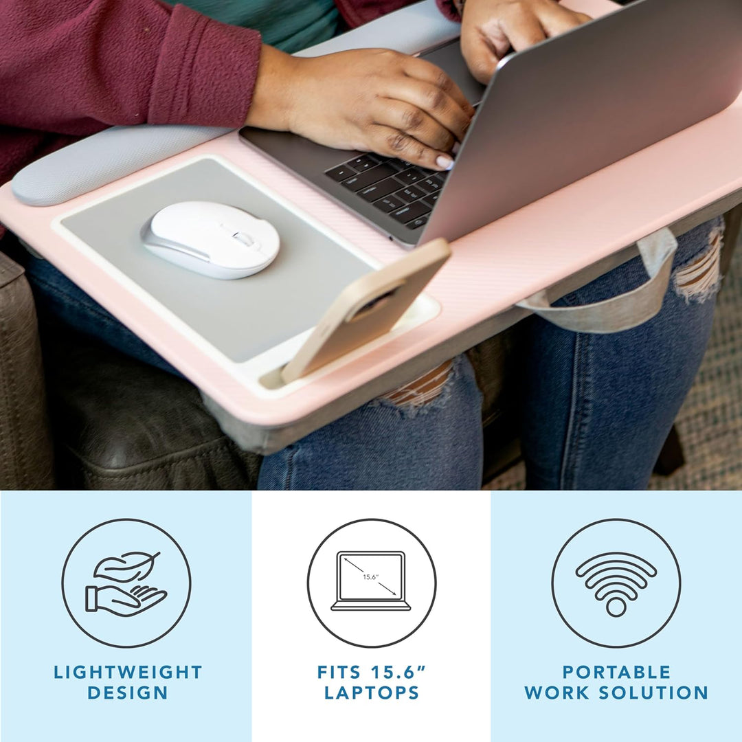 LAPGEAR Home Office Pro Schossschreibtisch mit Handgelenkauflage, Mauspad und Handyhalterung, passen