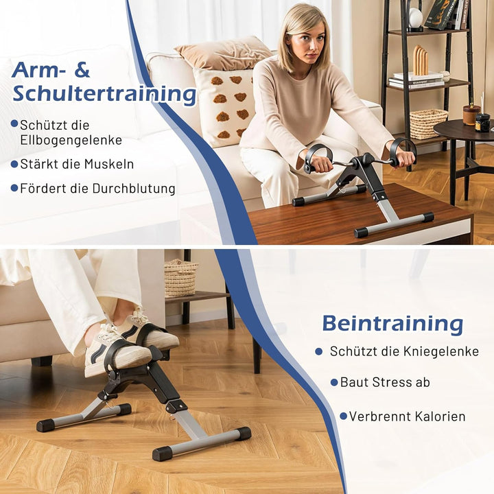 COSTWAY Pedaltrainer für Senioren, Arm und Beintrainer klappbar mit verstellbarem Widerstand & LCD-D