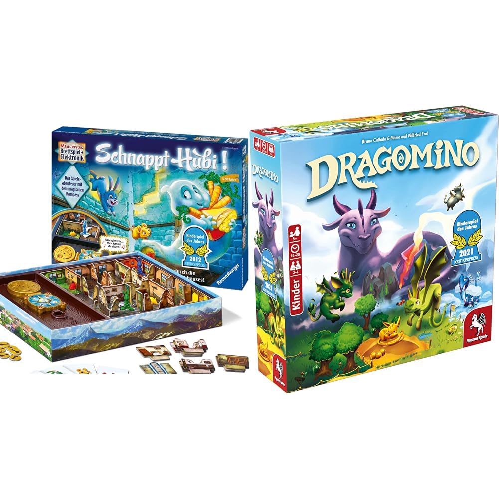 Ravensburger Schnappt Hubi, Gesellschafts- und Familienspiel & Pegasus Spiele 57111G - Dragomino *Ki