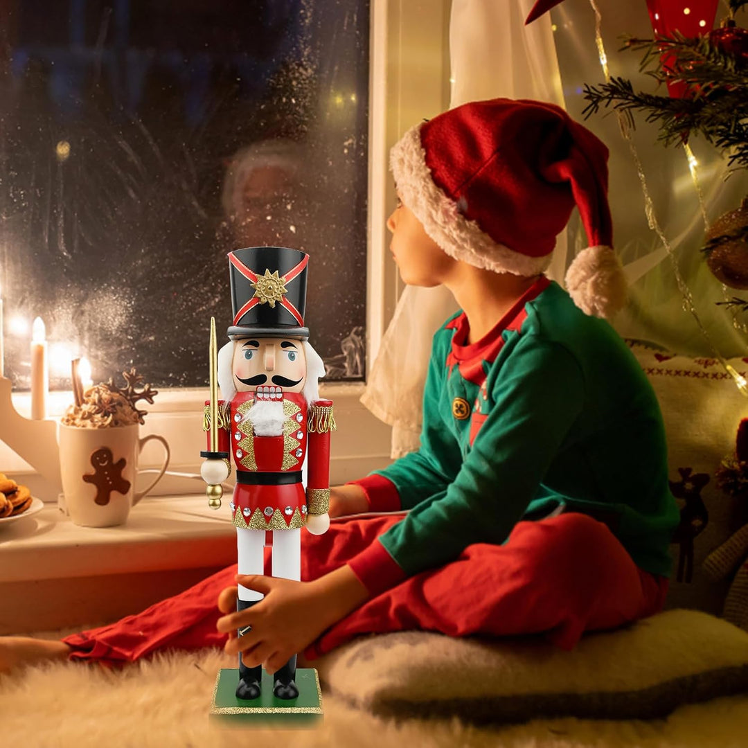 Jodsen Grosse Weihnachten Nussknacker Soldat Holz 38cm/15inchs Weihnachten Nussknacker Figuren Ornam