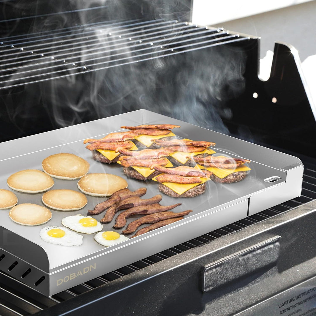 Universal BBQ Edelstahl Plancha Grillplatte Griddle für Gas- und Holzkohlegrill,58.3 * 40.5 * 7 CM,