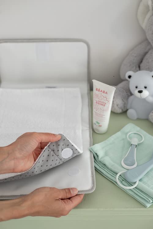 BÉABA, Baby Wickeltasche, Wickelunterlage aus 100% Baumwolle, für unterwegs, mit Fächern für Windeln