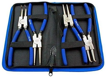US PRO 1822 Sicherungsringzangen-Set mit Reissverschluss-Etui, 22,9 cm, Schwarz, Blau