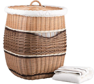 e-wicker24 Wäschekorb aus Weide (50x50 H63, mit Stoffeinlage) 50x50 H63 Mit Stoffeinlage