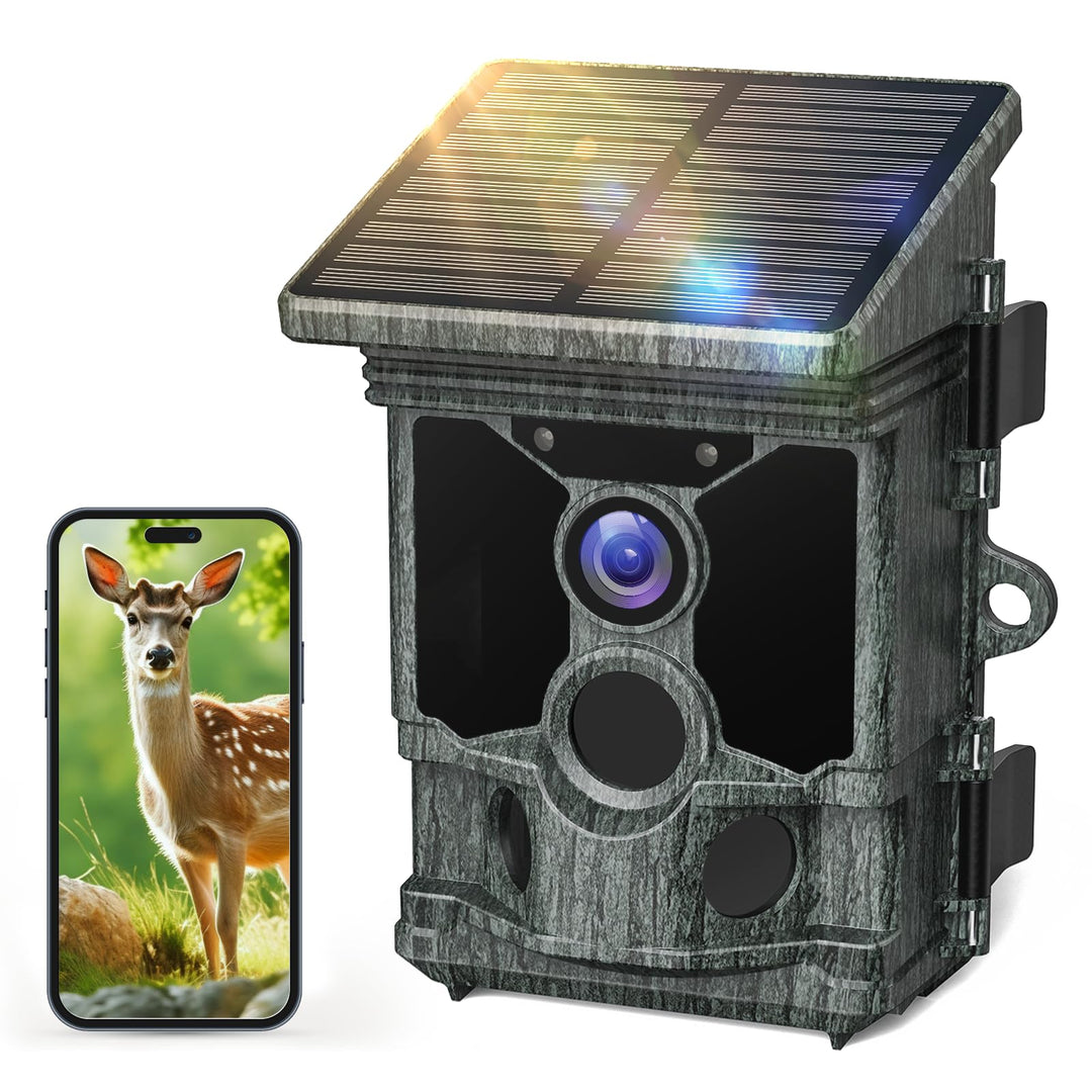 VOOPEAK Wildkamera Solar WLAN - 4K 30fps 46MP Wildkamera mit Handyübertragung App, Wildtierkamera mi