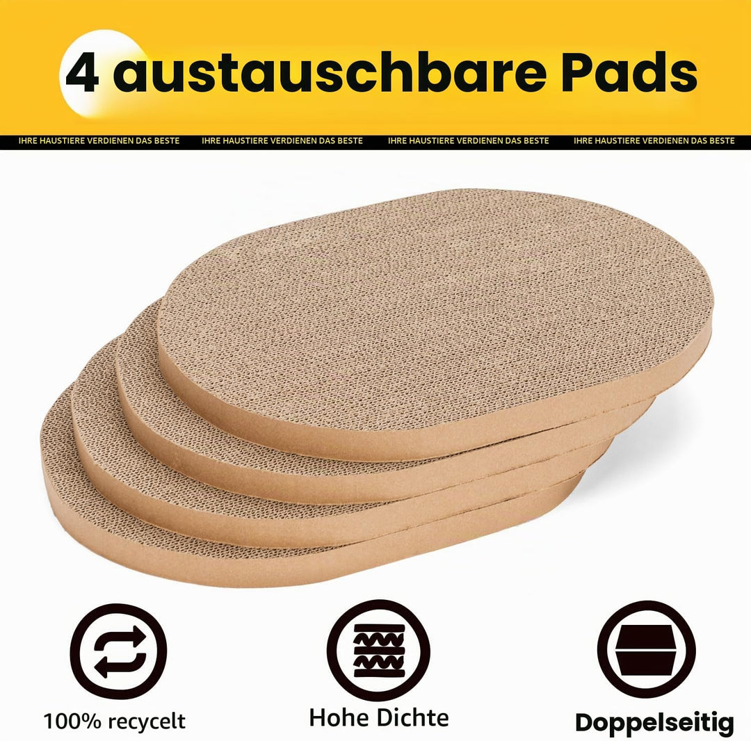 Conlun Kratzbrett Katze, Kratzbox mit 4 Katzen Kratzpappe,Wendbare Katzenkratzbretter aus Robustem W