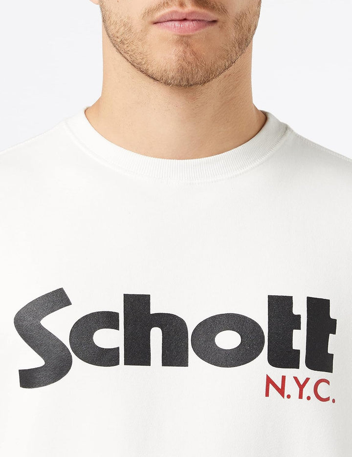 Schott NYC Herren Swcrew Sweatshirt, Weiss (Off White)