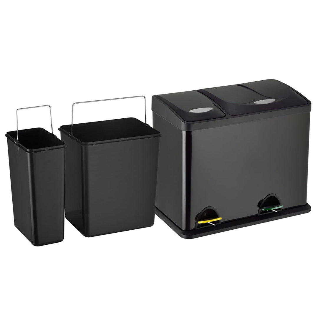 SVITA TC2Combo26 Küchen-Eimer 26Liter Schwarz 8L+18L kombiniert doppelt Abfalleimer 2er-Mülleimer Mü