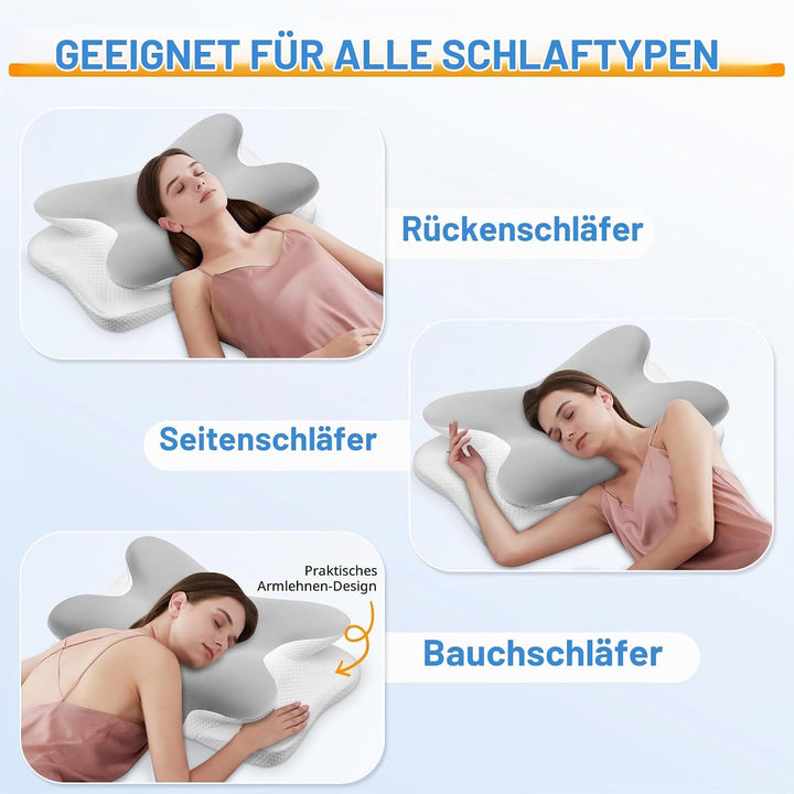 Ehomfory Nackenstützkissen Nackenkissen Kopfkissen Memory Foam Kissen, Ergonomisches Seitenschläferk