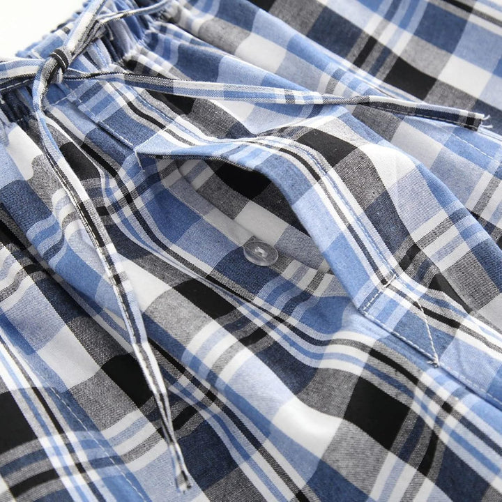 Herren Fleece Pyjamahose Relaxed Fit LoungeHose Herren Schlafanzughose Lang Baumwolle Karierte Schla