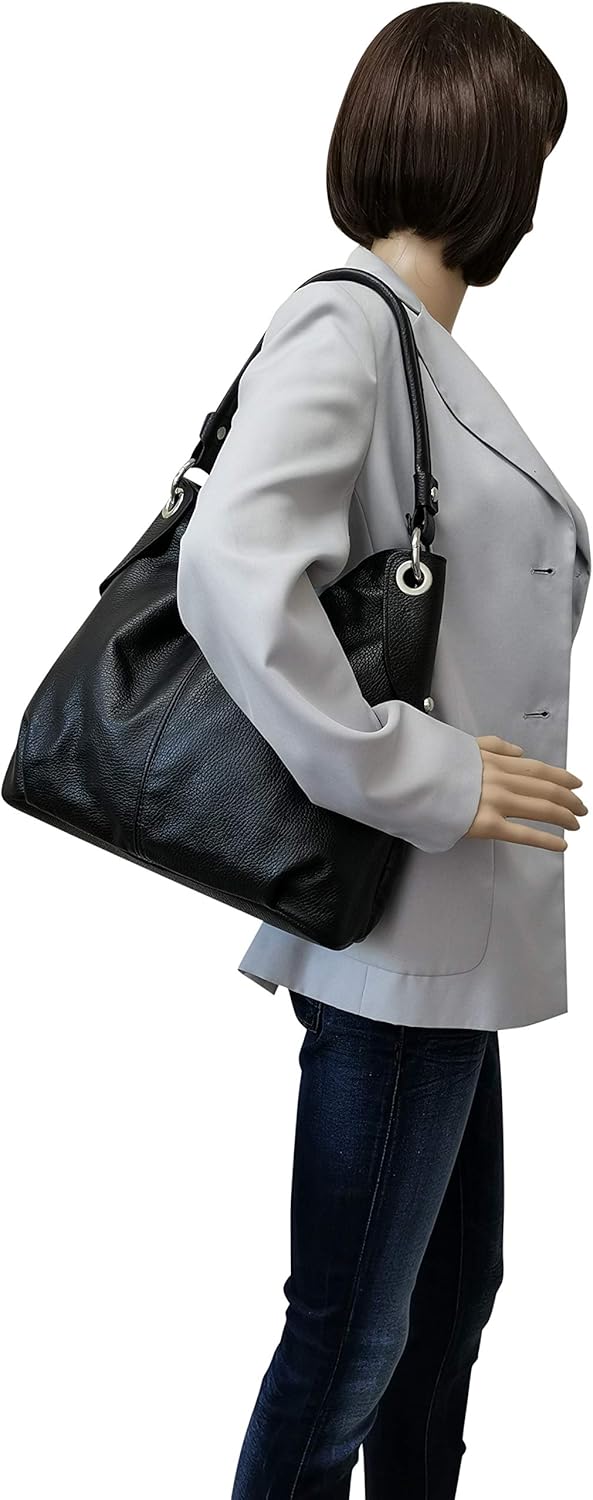 AMBRA Moda Damen echt Ledertasche Handtasche Schultertasche Beutel Shopper Umhängtasche GL012 Sand,