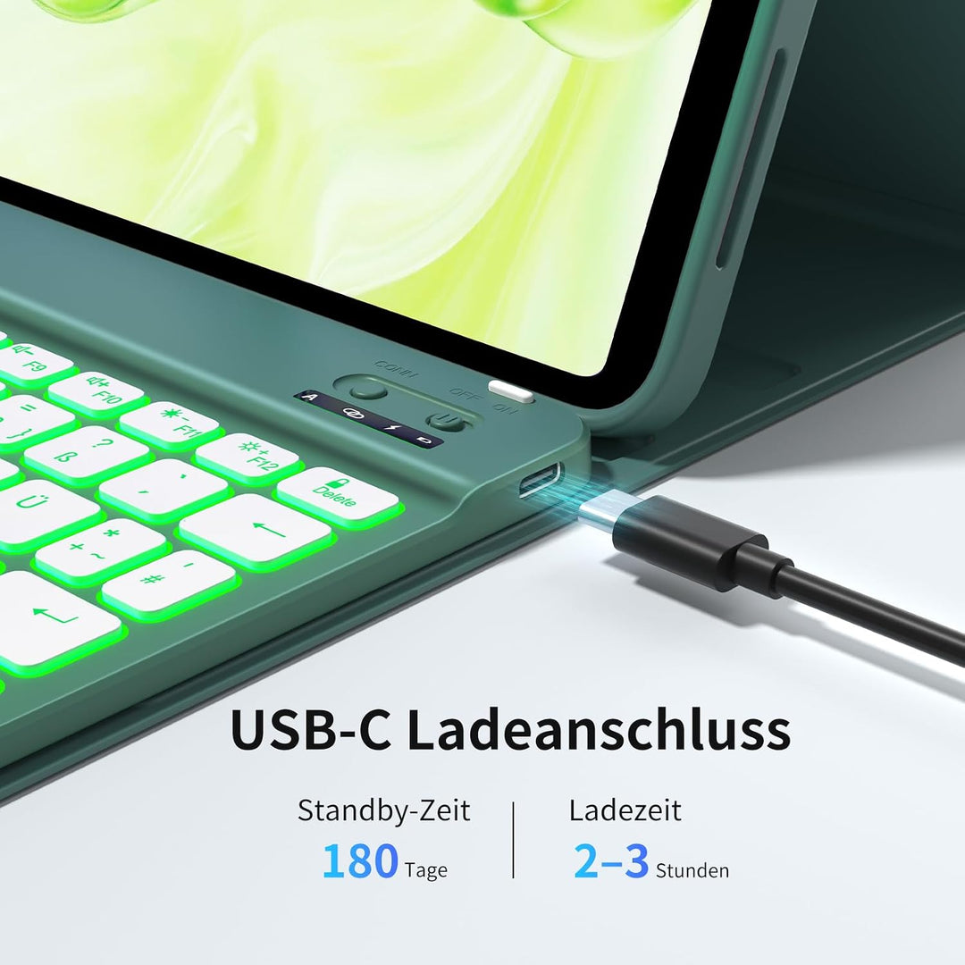 Tastatur mit Hülle für iPad 9/8/7 Generation 10,2 Zoll, Grün, Grün