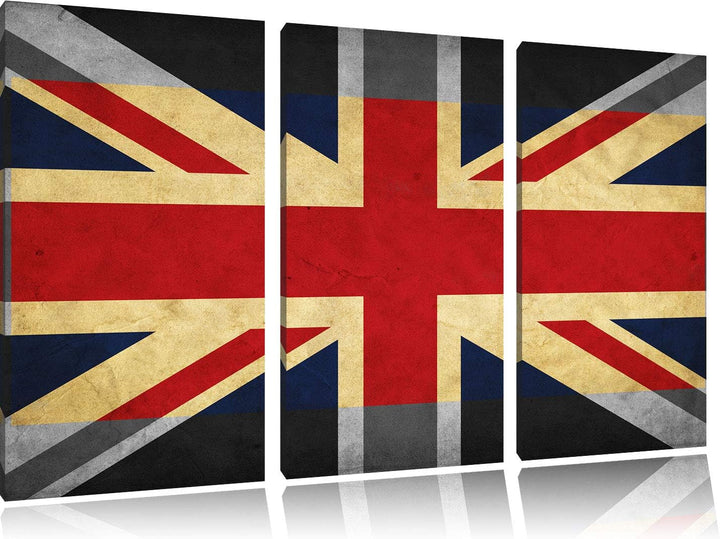 Landesflagge von England schwarz/weiss 3-Teiler Leinwandbild 120x80 Bild auf Leinwand, XXL riesige B